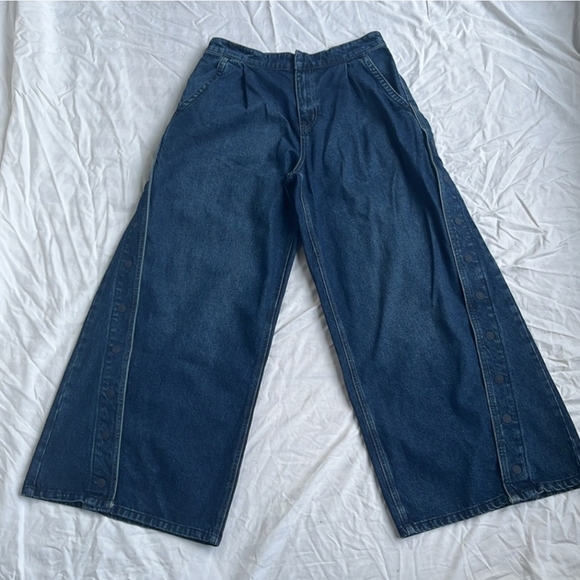 New FREE PEOPLE We The Free Time Warp Wide-Leg Jeans. - Picture 5 of 7